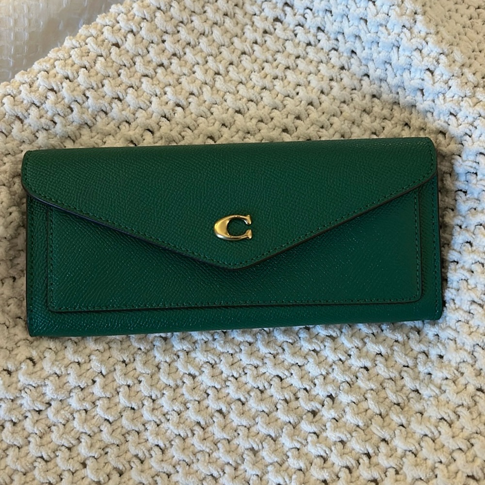 Coach Green pebble leather wallet